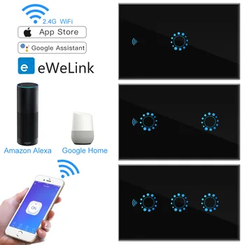 

WIFI Smart APP Remote Control Wall Touch Switch 1/2/3 Gang Wireless Remote Light Switch US standard Work With Alexa Google Home