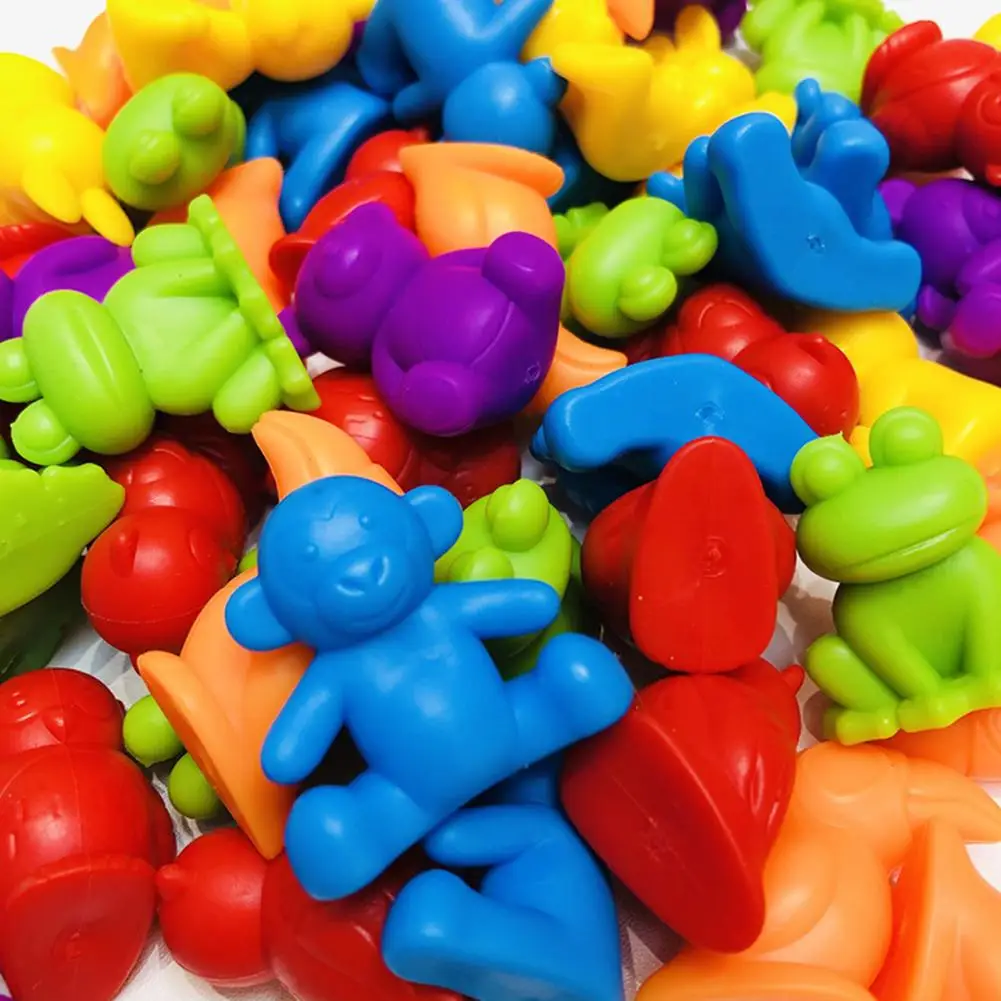 1 Set Animal Counting Toy Colorful Educational Creative Rainbow Stack Cups Dinosaur Animal Counting Toy for Children
