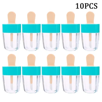 

10 Pcs/Set Lip Gloss Empty Bottles Ice Cream Shape Lip Glaze Empty Tube Shell With Lid DIY Lipstick Bottle Filling Container