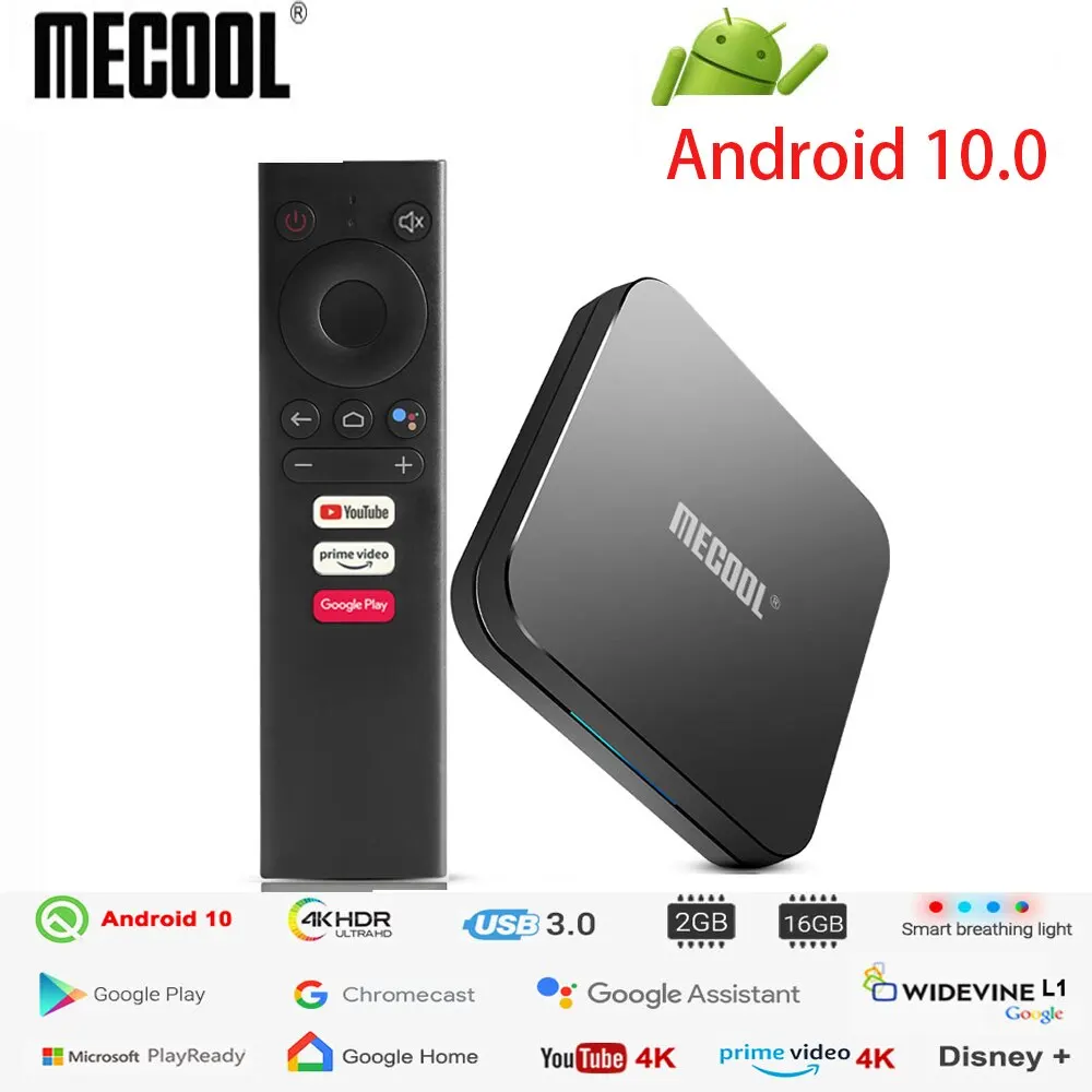 Mecool KM9 Pro Классическая консоль Amlogic S905X2 Adnroid 10 0 2G 16G 4K HDR хромовое Голосовое