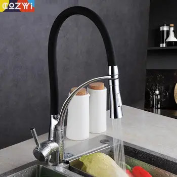 

Blackened Brass Kitchen Faucet Any Direction Rotation Pull Out Spout 2 Way Water Sprayer Vessel Sink Tap Kitchen Faucets