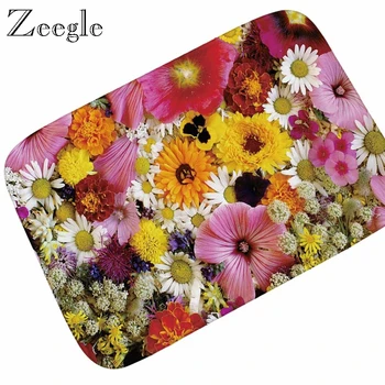 

Zeegle 3D Floral Floor Mat Kitchen Carpet Entrance Doormat Anti-slip Absorption Bathroom Carpet Funny Doormat for Entrance Door