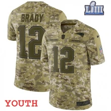 Молодежная Детская Новая Англия Том Брейди Патриоты Суперкубок LIII Bound Camo jersey