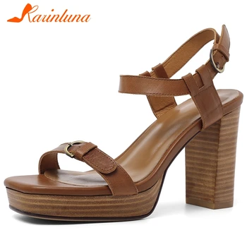 

Karinluna New Arrivals 2020 Super High Heels Sandals Women Shoes Platform Buckle Strap Summer Black Shoes Woman Sandals Female