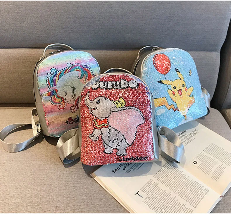 JZYZBX Пикачу школьная сумка обесцвечивание блёстки рюкзак mochilas escolares infantiles школьный рюкзак для девочек plecak szkolny