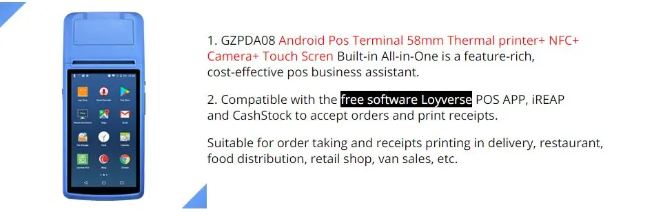 POS PDA беспроводной Bluetooth Android принтер 58 мм wifi считыватель штрих-кодов Ручной терминал Loyverse POS принтер PDA 3g OTG
