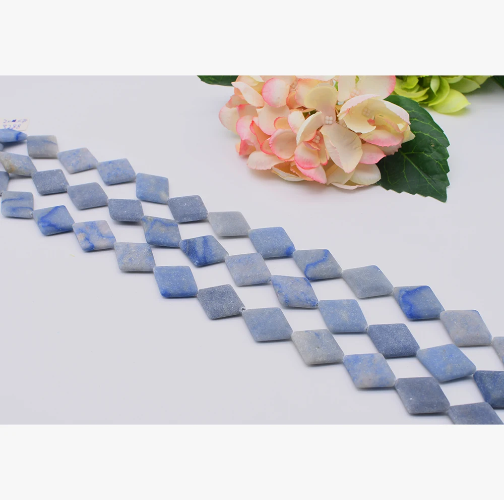 Natural  Blue Aventurine diamond shape- Loose Round Beads 20x30mm , Matt Surface