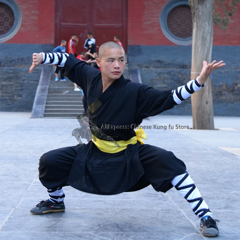 Black Cotton Shaolin Kung fu Uniform Martial arts Tai chi Wing