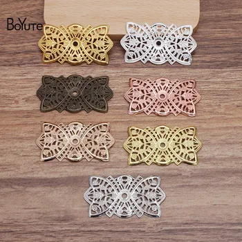 

BoYuTe (50 Pieces/Lot) 26*48MM Metal Brass Filigree Flower Findings Diy Hand Made Jewelry Accessories Parts