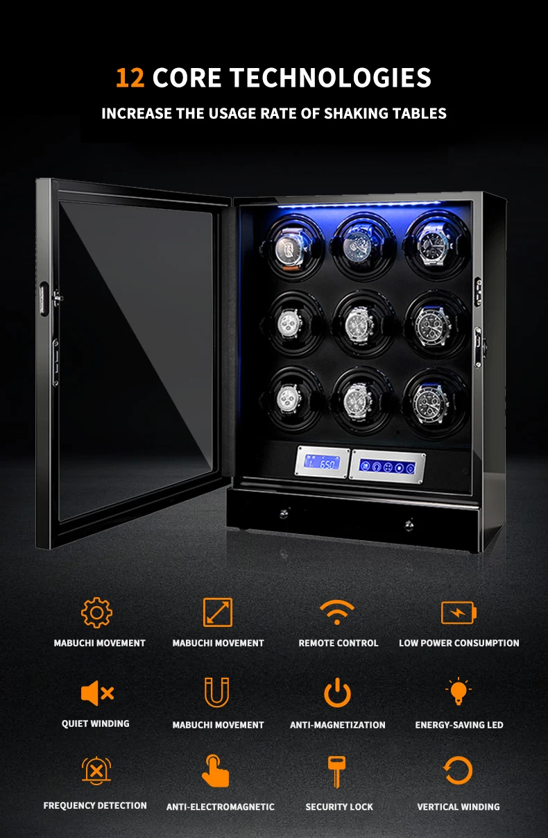 Hb8f7df5f99ee4c33962766350921483cd Automatic Watch Winder 6 Slot Watches Safe Box Drawer Store Jewelry Quiet Japanese Mabuchi Motor Watch Storage Winding Boxes