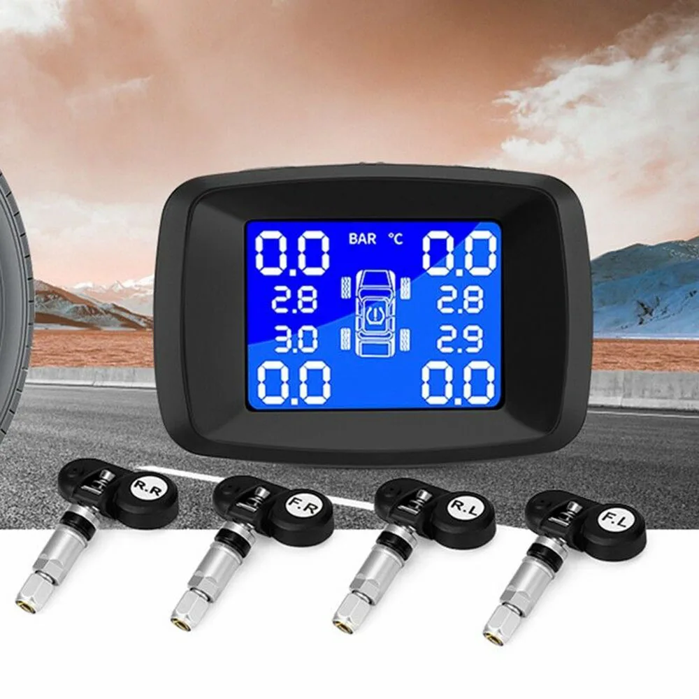 1 комплект TPMS контроль температуры в шинах прикуриватель Автомобильный датчик давления в шинах+ 4 внутренних датчика