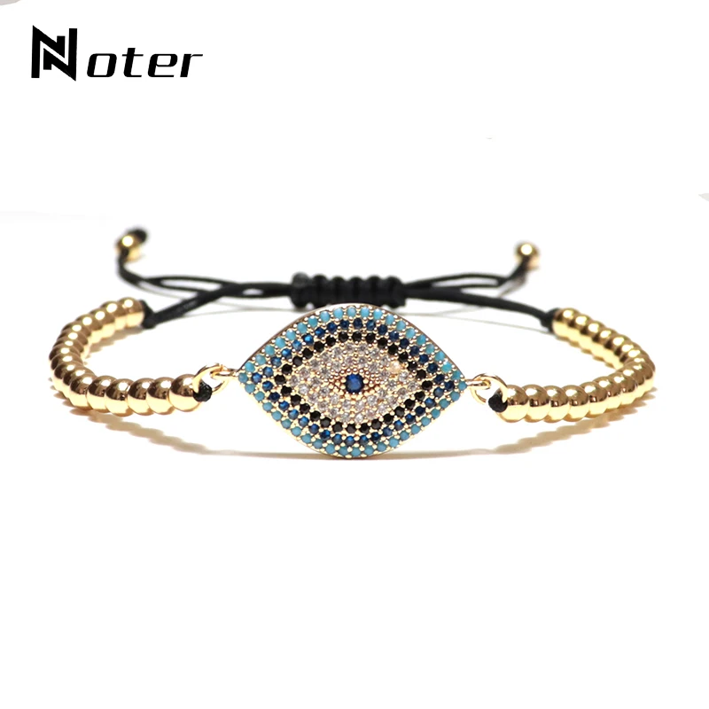 

New Fashion Evil Eye Bracelet Femme Homme Handmade Weaving String Braslet Pave Setting Zirconia Adjustable Turkish Bracelet Gift