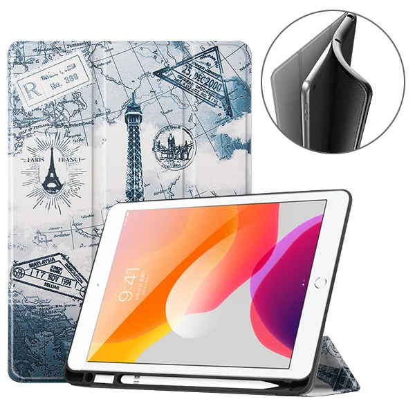Tower Чехол для всех-New iPad 7-го поколения 10,2 дюймов планшет, чехол с держателем карандаша-мягкий ТПУ задняя трехстворчатая подставка умный чехол - Цвет: Tower