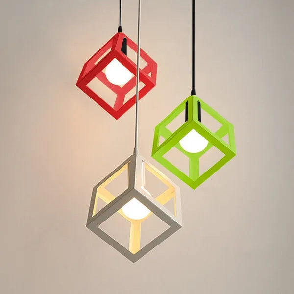 Modern E27 Metal Cube Ceiling Pendant Light Chandelier Fixtures Lamp Bar Hotel Restaurant