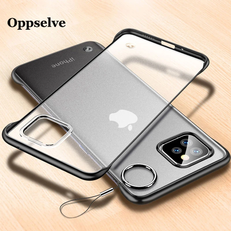 

Matte Luxury Phone Case for iPhone 11 Pro Max Frameless Ring Holder Cover for iPhone X XS MAX XR 8 7 6 New Transparent Capinhas