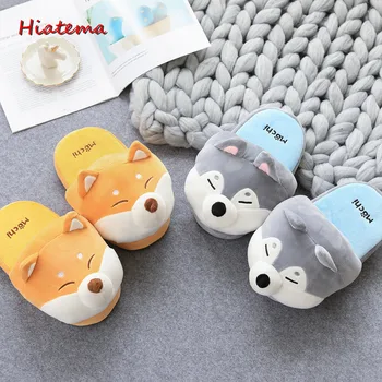 

Lovely Corgi Husky Shiba Inu Dog Plush Warm Indoor Woman Slippers Plush Shoes Girl Home Pantufas House Ladies Slippers Children