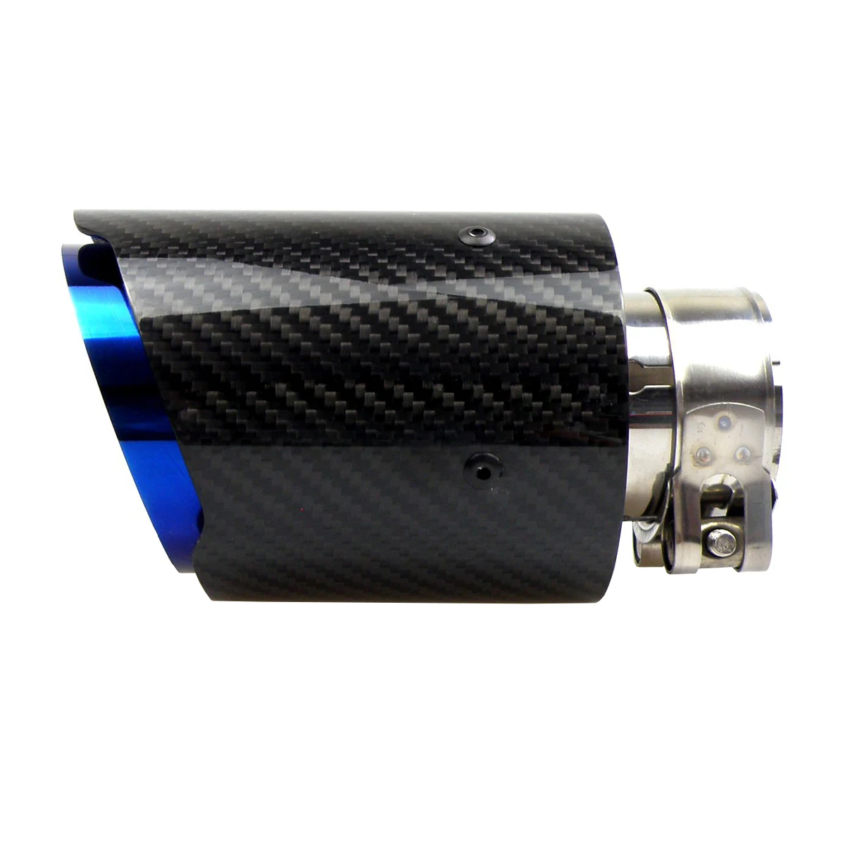 Outlet 101mm,Inlet 60mm Kipalm Glossy Carbon Fibre Car Exhaust Tip Blue Burnt Stainless Steel Muffler Tail Pipe 
