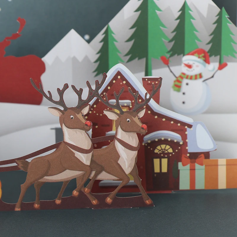 Новогодние поздравительные открытки с Рождеством Рождественская елка зимний подарок всплывающие карты Рождественские украшения наклейки Лазерная резка
