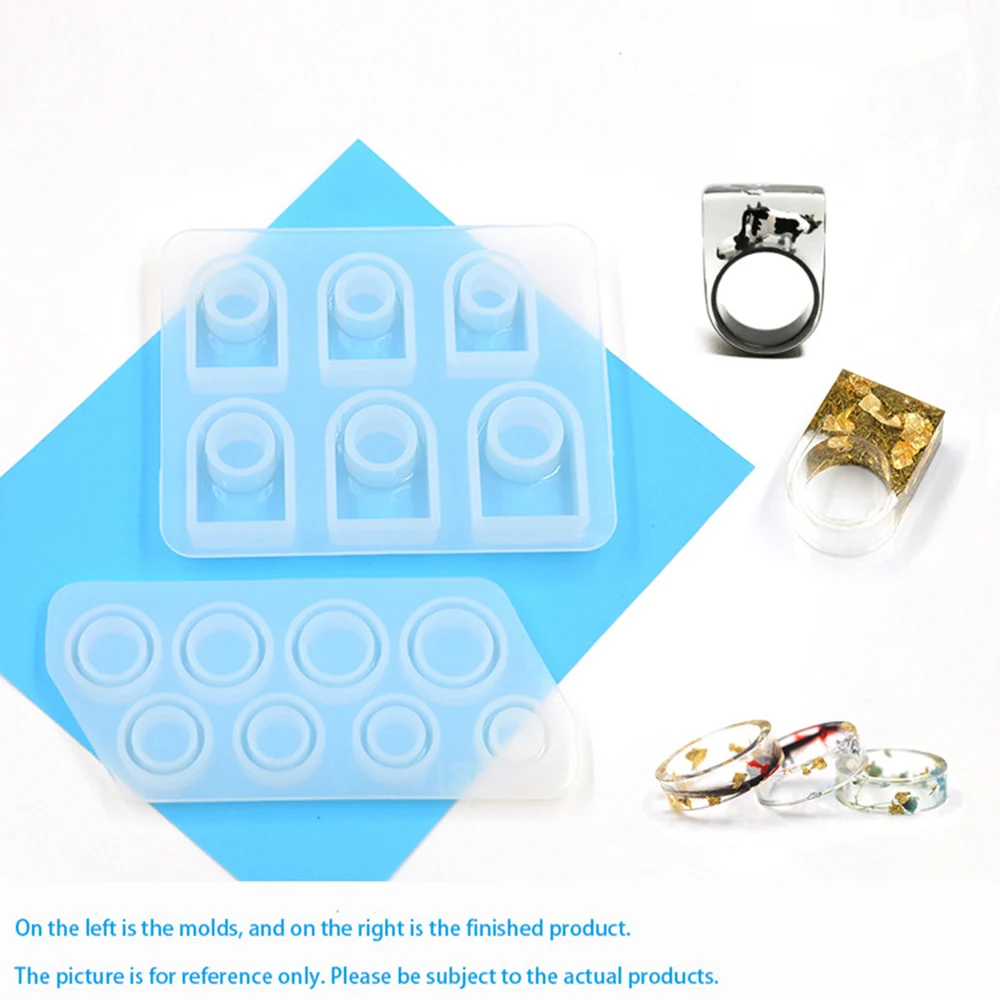 

2 Shapes Silicone Casting Molds For DIY Resin Rings Jewelry Tools Assorted Sizes Silicone Molds For Epoxy UV Resin