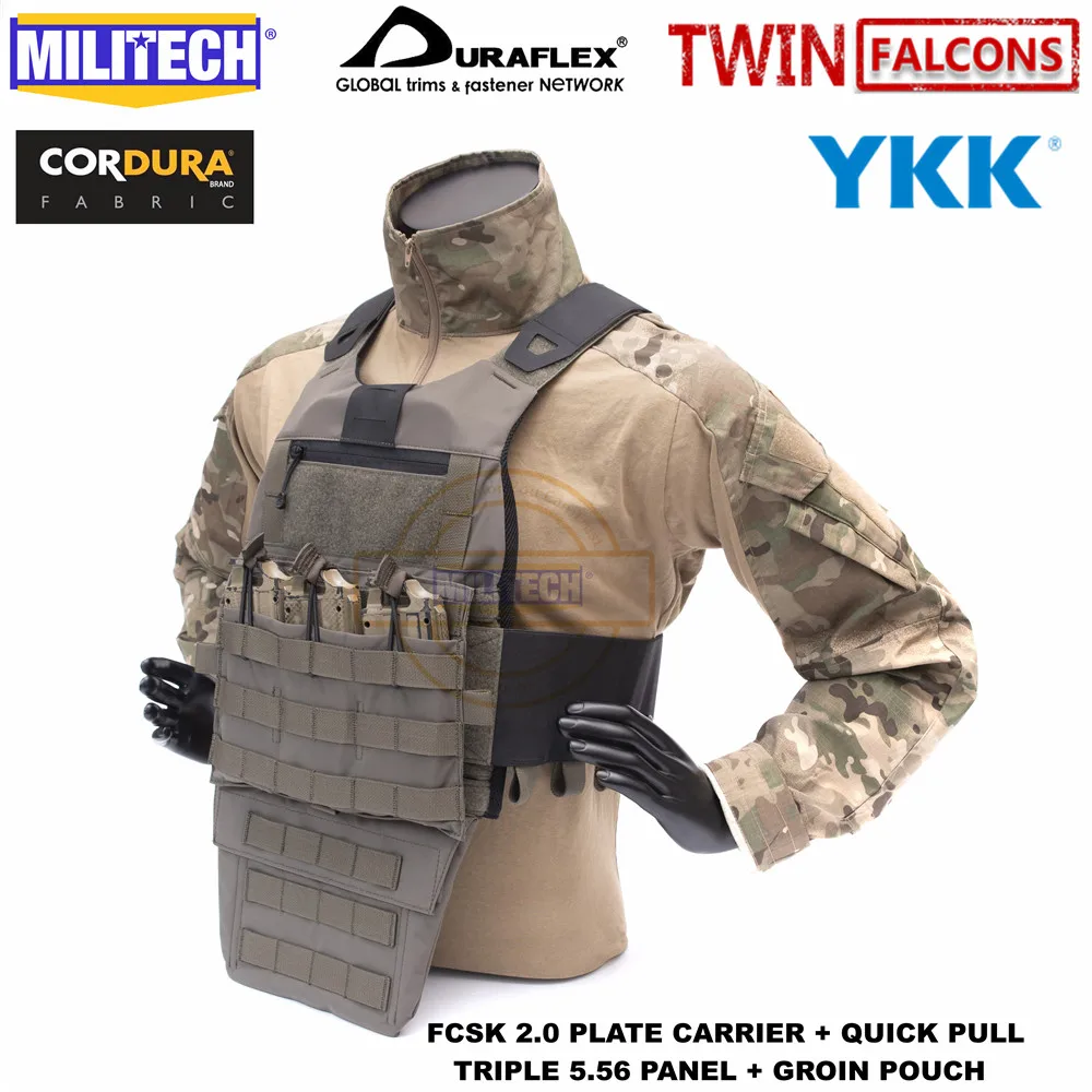 MILITECH TW FCSK 2,0 Advanced Slickster Ferro Plate Carrier с быстрой тягой тройной 5,56 панели и Groin мешочек Loadout набор сделки