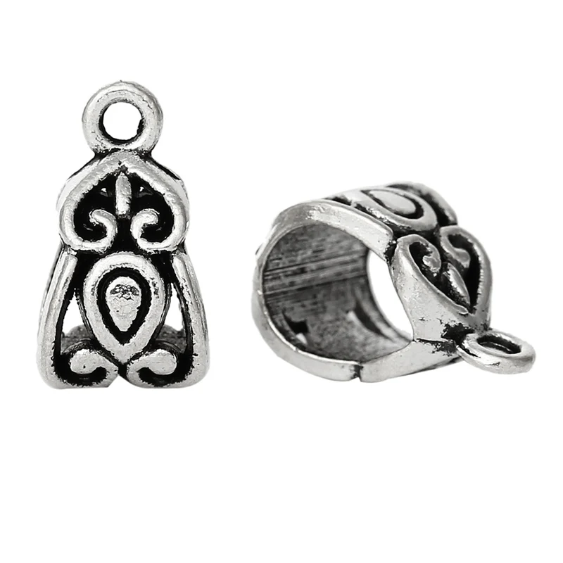50 шт. Doreen Box Beads европейский шарм браслеты серебряного цвета из сплава 14х8 мм для