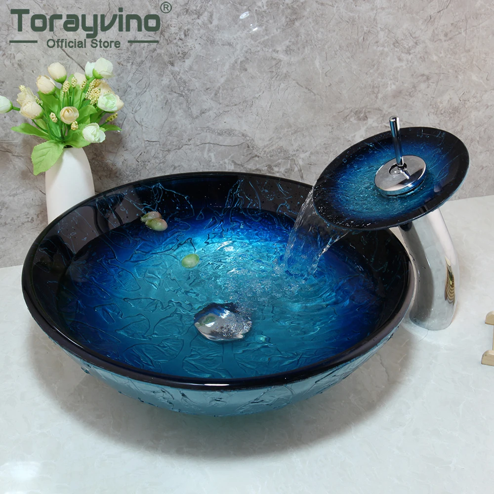 Раковина Torayvino для ванной комнаты Водопад умывальник из закаленного стекла с