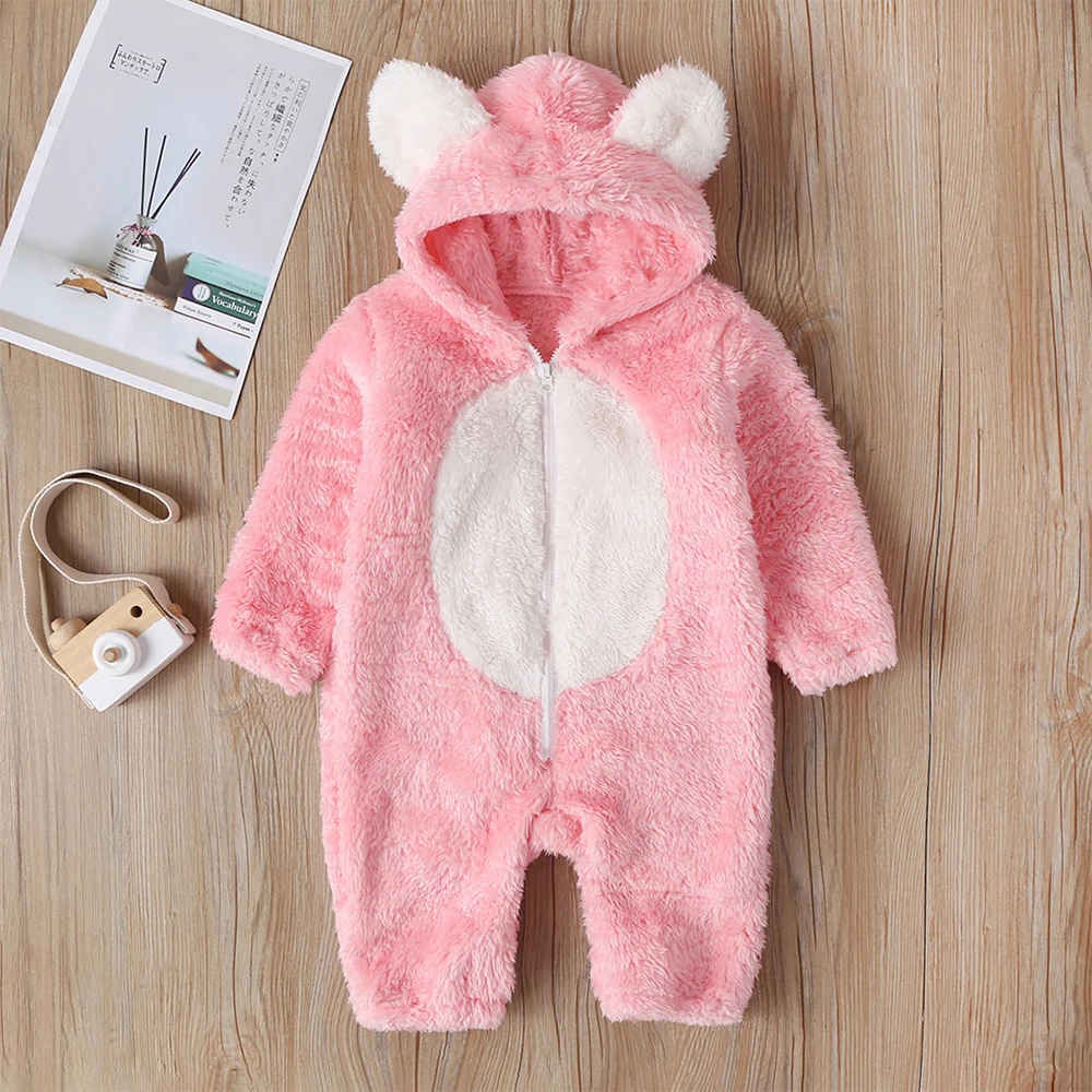 StyleA pink Детские комбинезоны; зимняя теплая одежда с длинными рукавами из кораллового флиса для новорожденных; одежда для маленьких мальчиков и девочек; комбинезон для младенцев; комбинезон с животными; пижамы - Цвет: StyleA pink