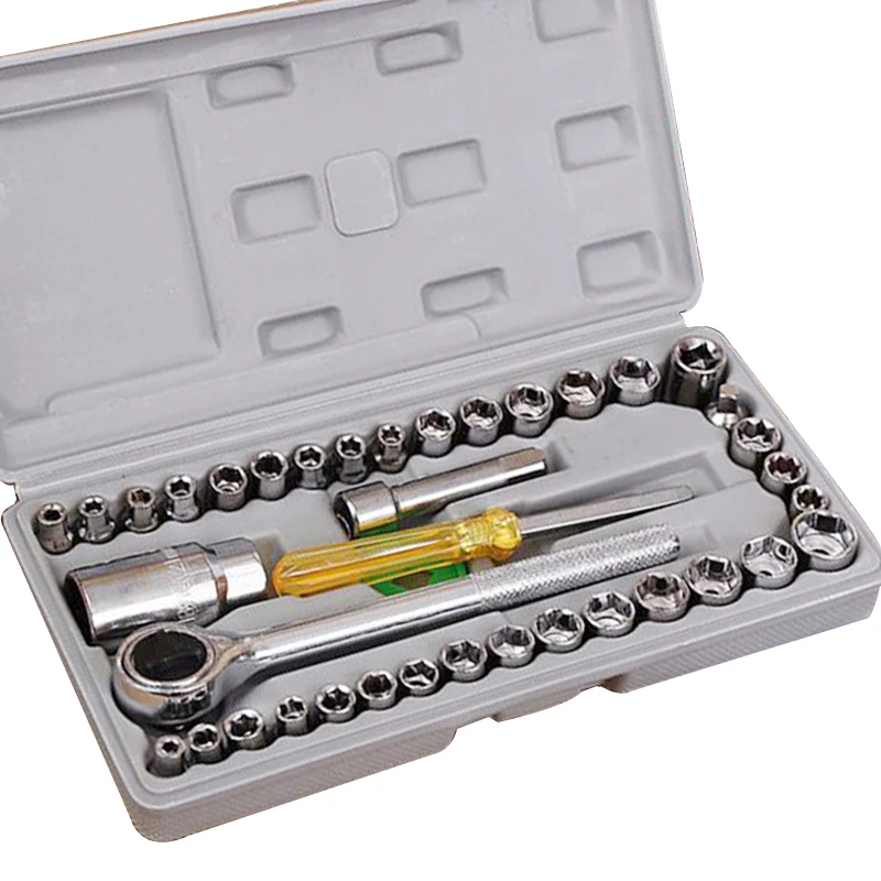 

40pcs/set Car Repair Tools Socket Set 1/4 3/8Sleeves Wrench Socket Combination Spanner Screwdrive Kits
