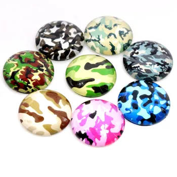 

Hot Sale 10pcs 20mm 25mm New Fashion Camouflage Mixed Handmade Glass Cabochons Pattern Domed Jewelry Accessories Supplies