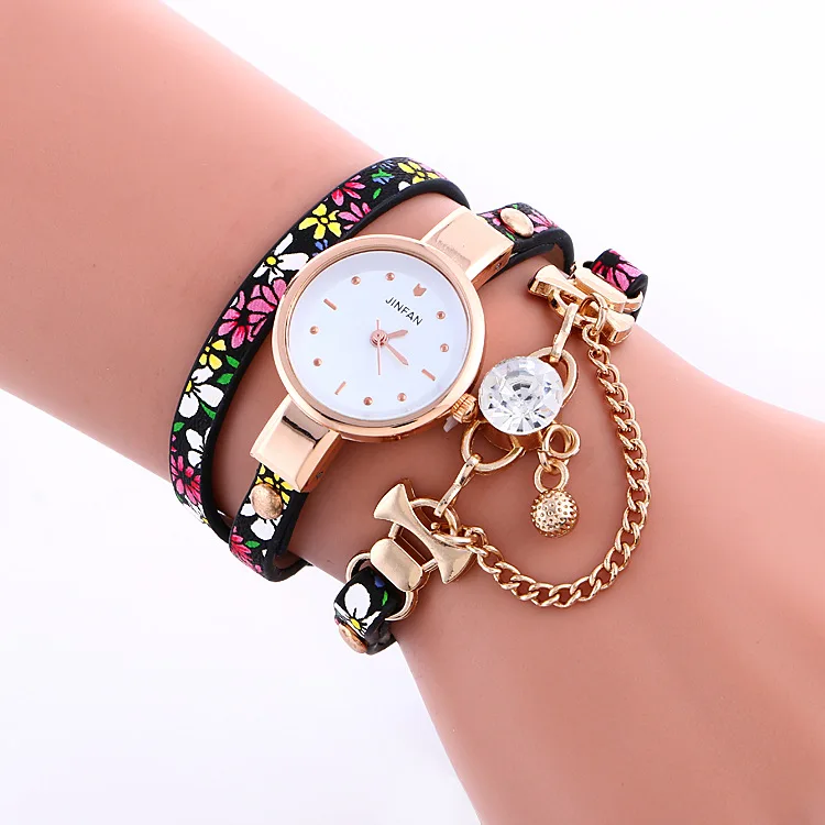 

8883 Ladies' Long Belt Fashion Watch Korean-style Fine Watch Strap Chain Big Diamond Printed Long Belt Watch