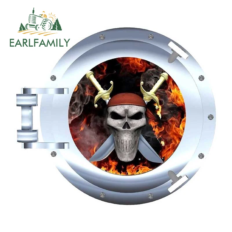 

EARLFAMILY 13 см x 11,5 см огненное пламя пиратский череп портол переводная картинка для жилого автофургона топливный бак крышка мотор домашняя роспись Графический автомобильный стикер