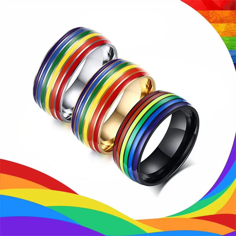 2021 Rainbow Pride Ring Women Men Gay 