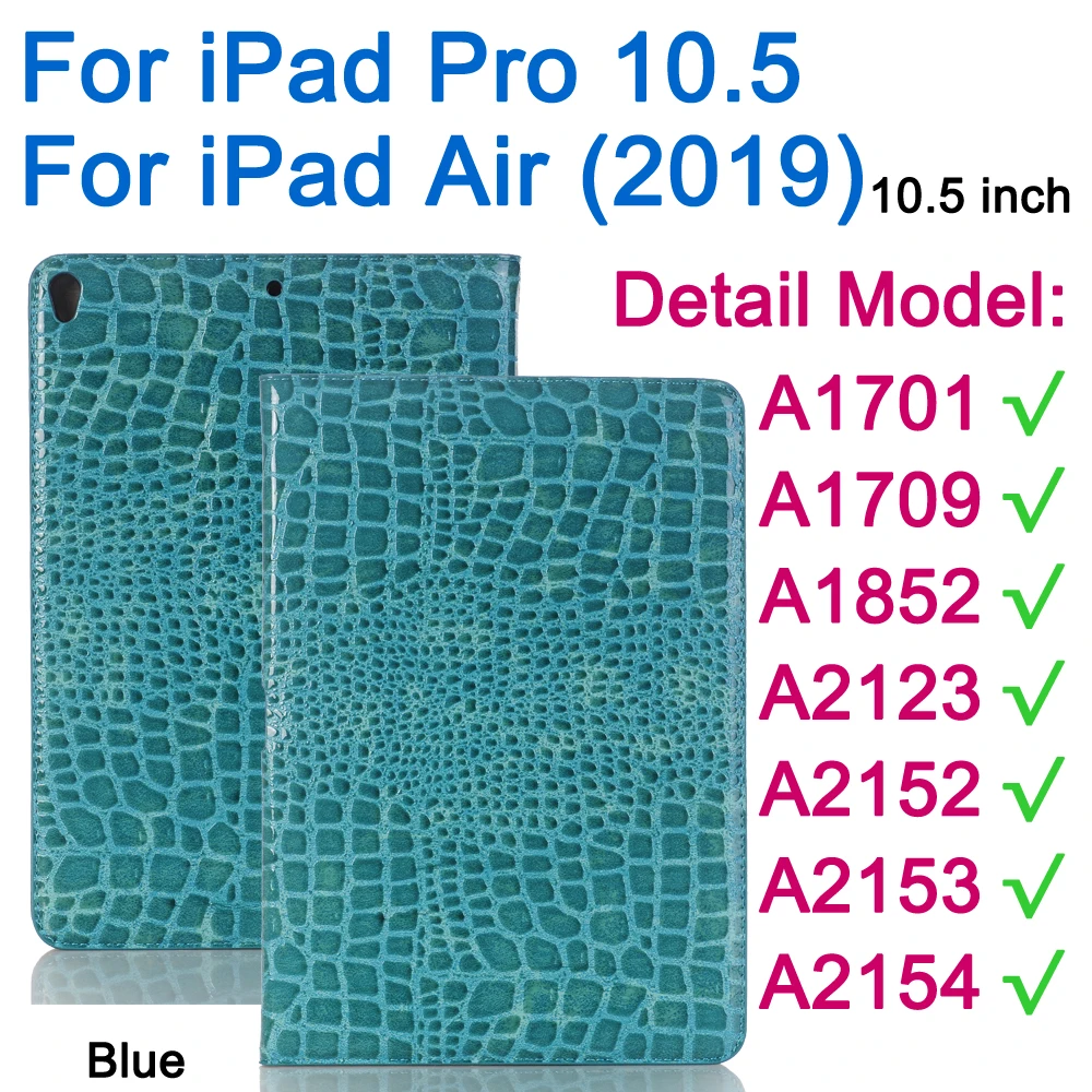 Blue-IPD10.5 Для Apple iPad 10,5 Air()/для iPad Pro 11 12,9 дюймов чехол Модный крокодиловый узор флип кожаный смарт-чехол с подставкой Сумка для планшета - Цвет: Blue-IPD10.5