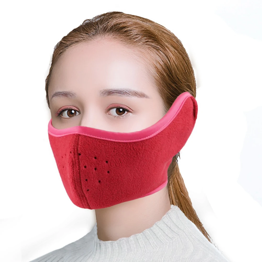 Wine Red Мужские и женские походные наушники для велоспорта мягкие уличные наушники для езды, катания на лыжах Удобная термальная теплая маска бинауральная половина лица Сноуборд осень зима - Цвет: Wine Red