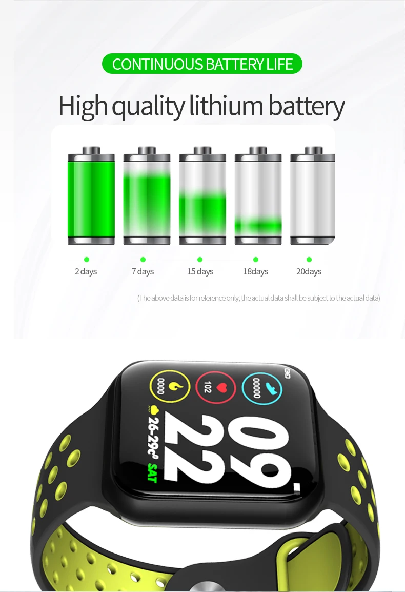 Умные часы F8, IP67, водонепроницаемые, 15 дней в режиме ожидания, пульсометр, кровяное давление, умные часы, Поддержка IOS, Android, PK, A1, B57