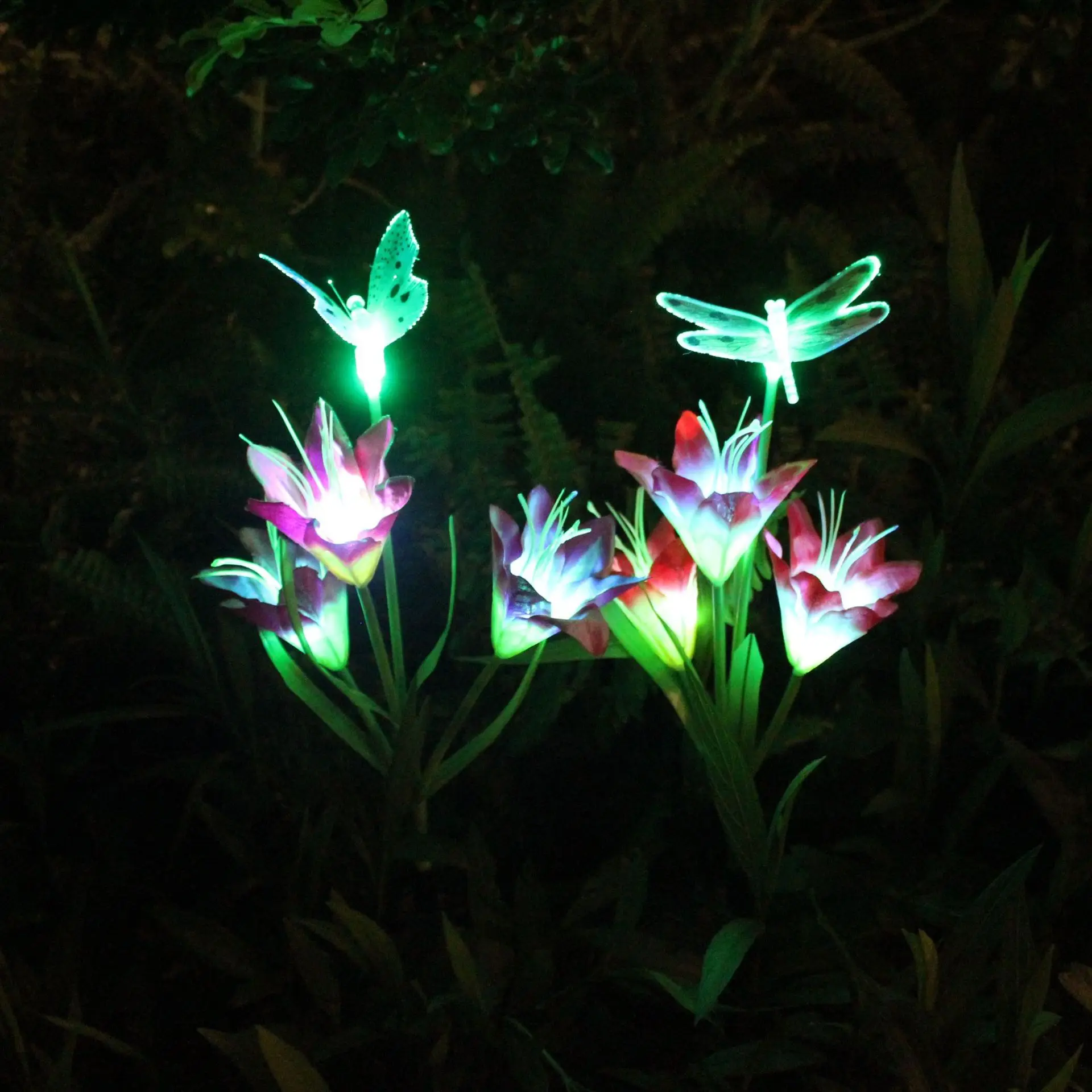 Amazon солнечные животные комбинация семь цветов Лилия праздничный фонарь 4LED пол выход сад газонный светильник