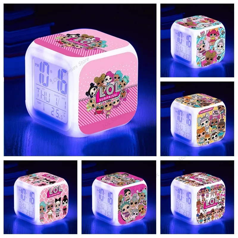Anime Alarm Clock LOL Surprise Dolls LED Clock Digital Kids Desk Cute