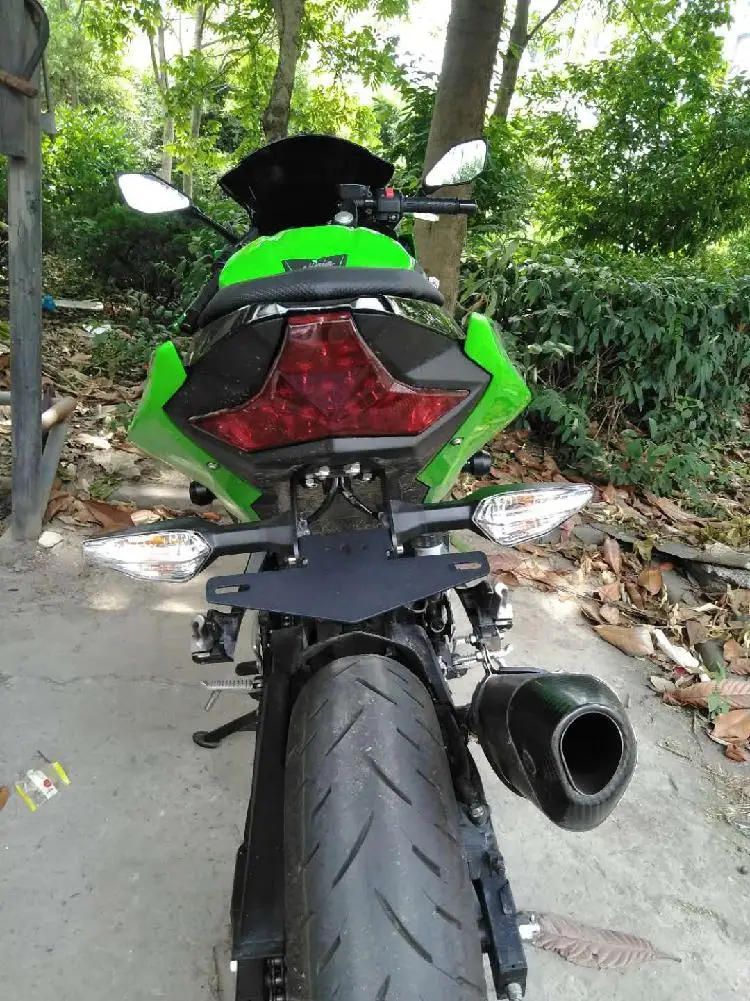 Motorcycle License Plate Bracket Motorsports License Plate Frame with Light Compatible for KAWASAKI NINJA250/400 Z900 z650 r25