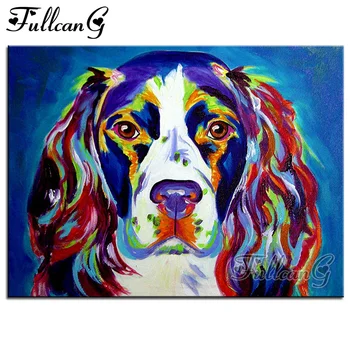 

FULLCANG springer spaniel full square/round drill 5d diy diamond embroidery dog rhinestones painting diamond mazayka FC1788
