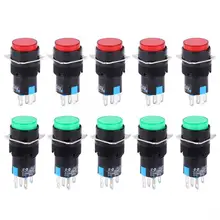 5Pcs Push Button Switch Round 5 Pin With Light For Automation Equipment
