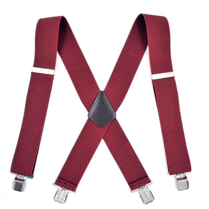 WineRed Deepeel 1 шт. 5 см* 120 см эластичный регулируемый ремень 4 пряжки с зажимом X-type подтяжки унисекс дизайнерский костюм украшения аксессуары sp066 - Цвет: WineRed