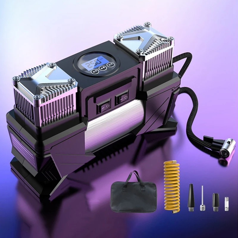 

12V Vehicle Mounted Double Cylinder Portable Digital Tire Inflation Pump, High-Power Tire Air Compressor, Car Air Pump