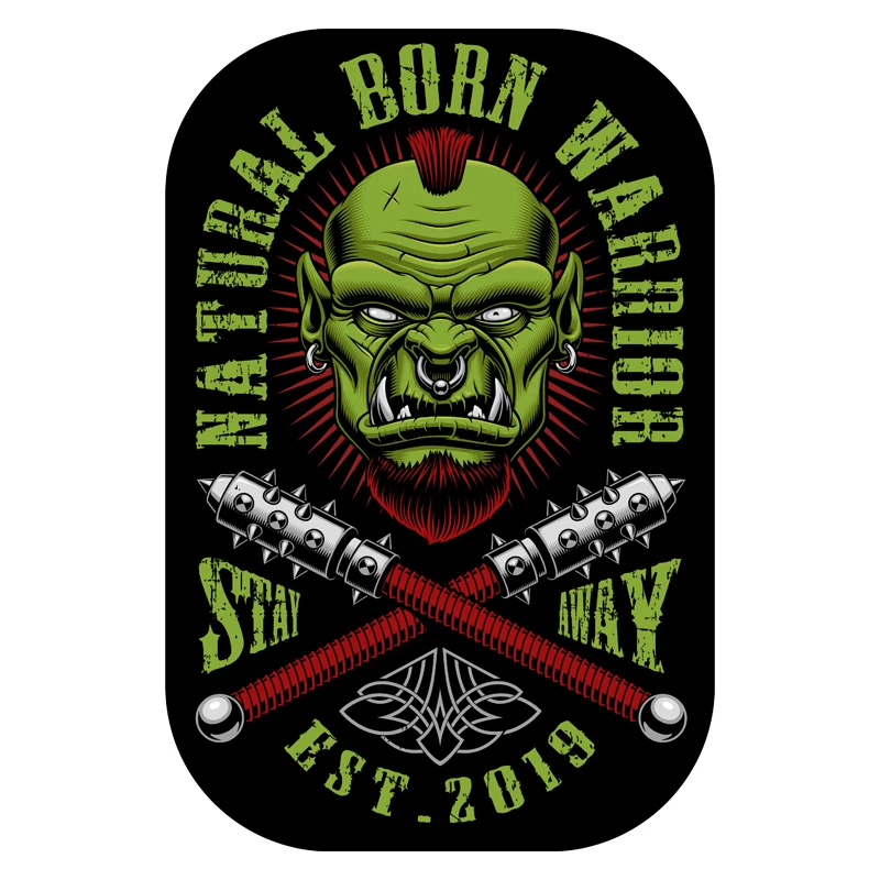 

Armed half-orc mace away from retro car motorcycle decal decal #708