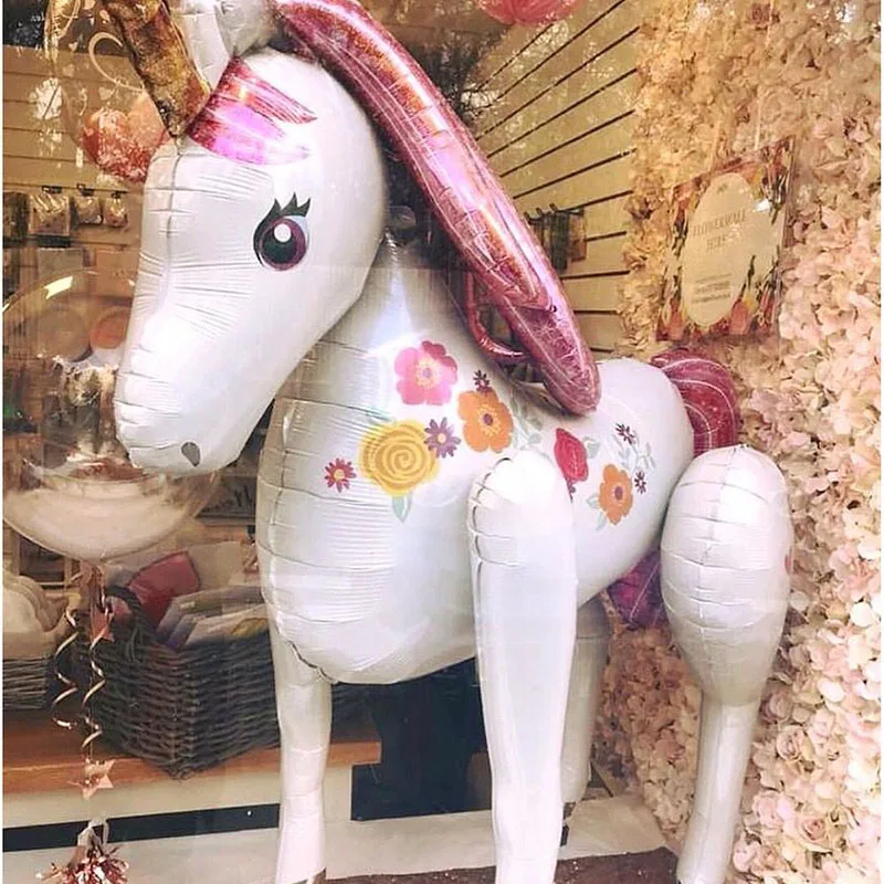 Единорог вечерние украшения 3D большой Unicornio прогулки животных фольги Воздушные шары девушки Вечеринка в честь Дня Рождения Декор Радуга globos