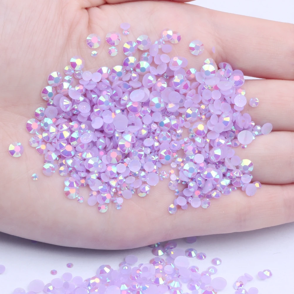Resin Rhinestones Light Purple AB 2-6mm Round Flatback Non Hotfix Diamonds Appliques For Craft Fabric Wedding Dresses | Украшения и
