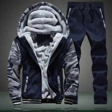 

2016 Autumn And Winter New Style Men's plus Velvet Hooded Warm Hoodie Suit Youth Slim Fit Korean-style Joint Camouflage Sleeve H