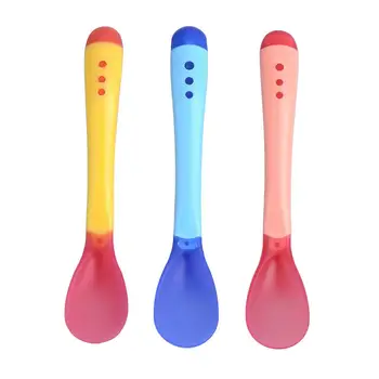 

3pcs/lot Baby Kids Temperature Sensing Spoon Baby Safety Infant Feeding Spoons Boys Girls Soft Silicone Toddler Flatware