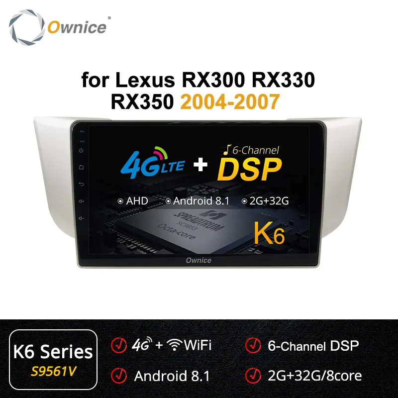 Ownice 8 ядерный Android 9,0 автомобильный радиоприемник gps Navi K3 K5 K6 для Lexus RX300 RX330 RX350 2004-2007 Toyota Harrier 360 Panorama DSP SPDIF - Цвет: S9561 K6