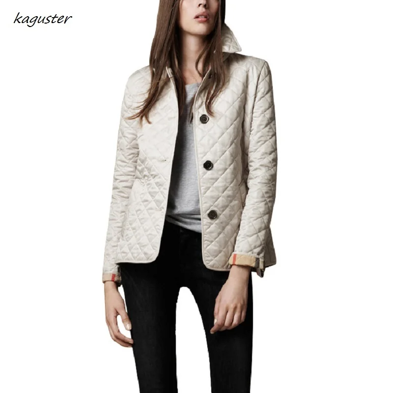 Beige Kaguster Повседневное Модная парка для девочек с отложным воротником, однобортное пальто для детей теплое тонкое, похожего на натуральный шелк, хлопковые клетчатые женские куртки и пальто - Цвет: Beige
