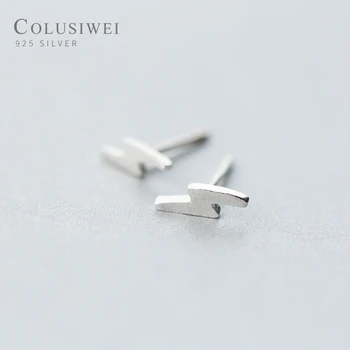 

Colusiwei Brush finish Cute Lightning Stud Earrings for Women Men Simple Authentic 925 Sterling Silver Stylish Unisex Jewelry